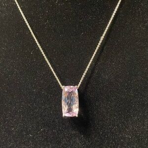 JTV sterling silver 7.82 CTCU pink amethyst slide with 18 inch chain